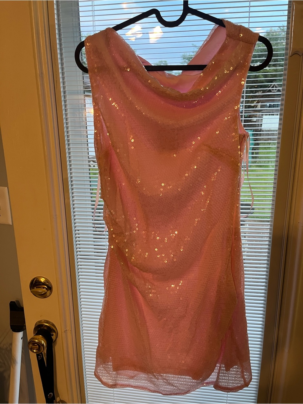 Sleeveless Pink Sequin Cocktail Dress